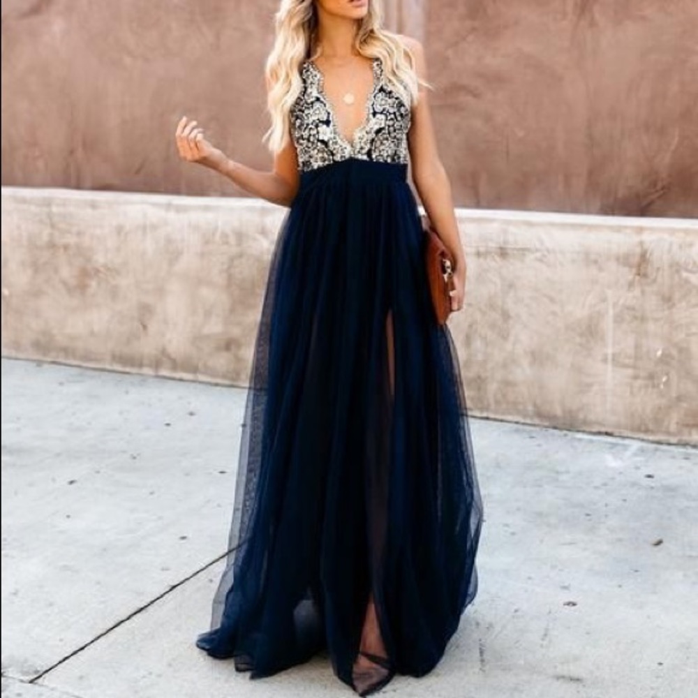 Crystal Maxi Dress - Navy